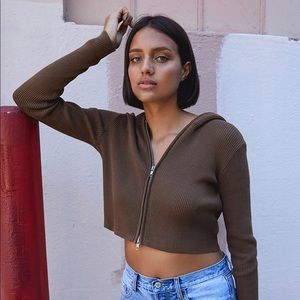 Light blue pacsun cropped jacket with hood